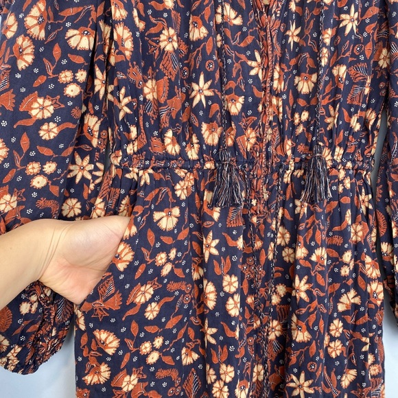 Ulla Johnson Delphine Floral Ruffle Jumpsuit Navy Blue Multi Color Floral Size 4 - Picture 9 of 13